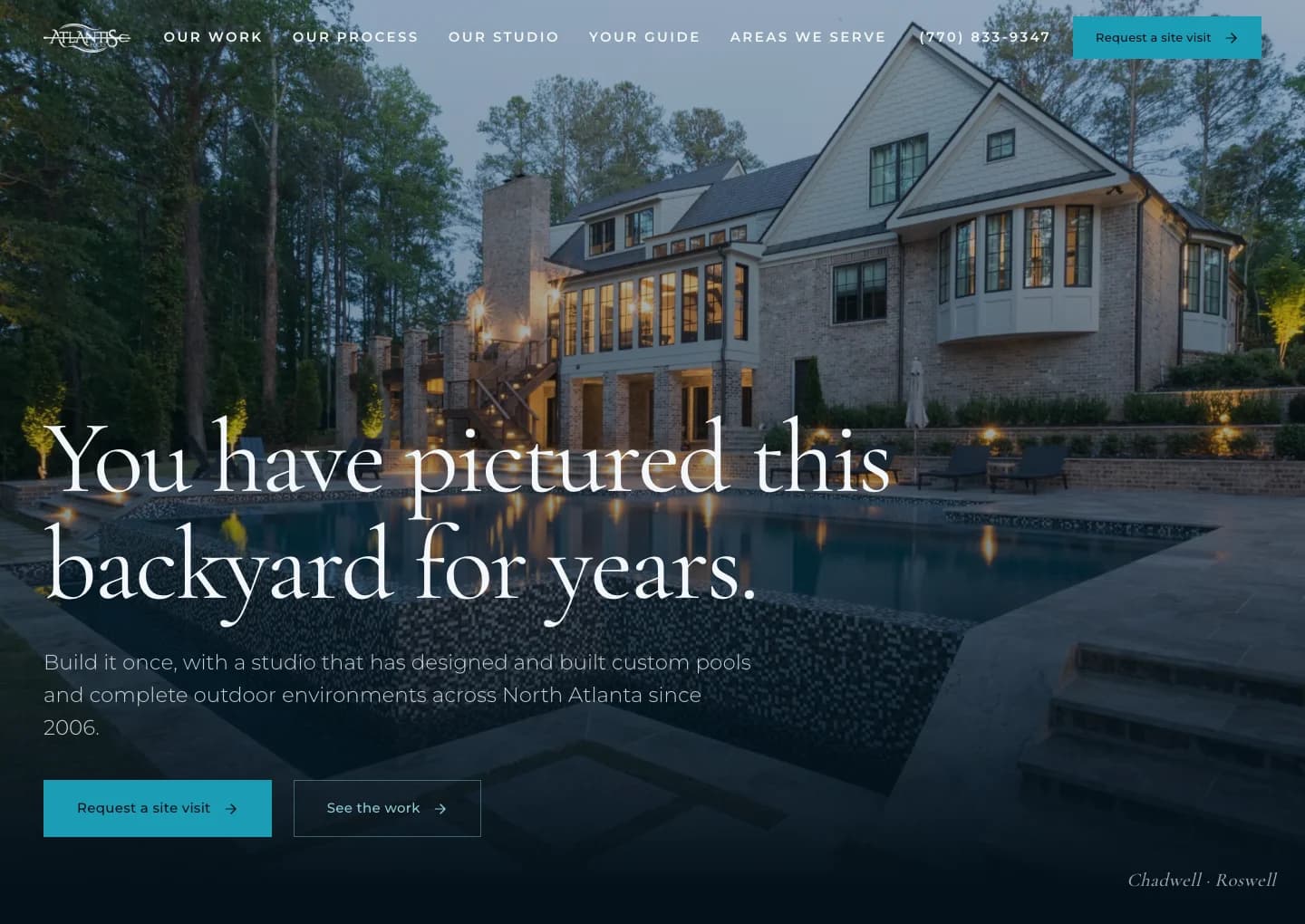 Atlantis Pools custom website homepage