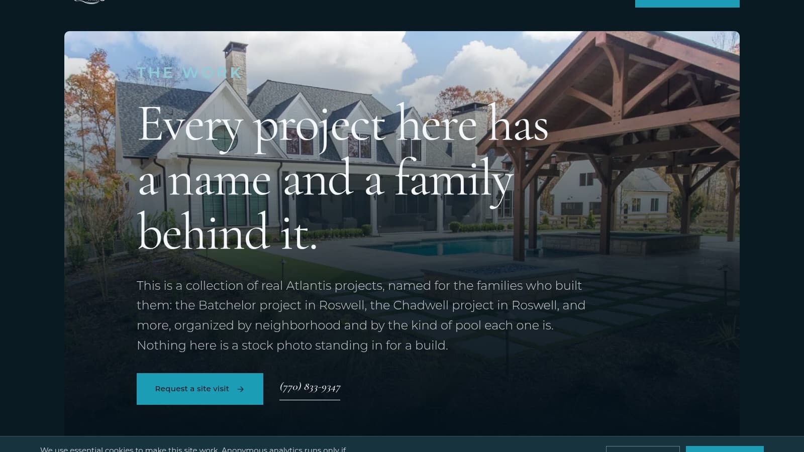 Atlantis Pools project collection pages