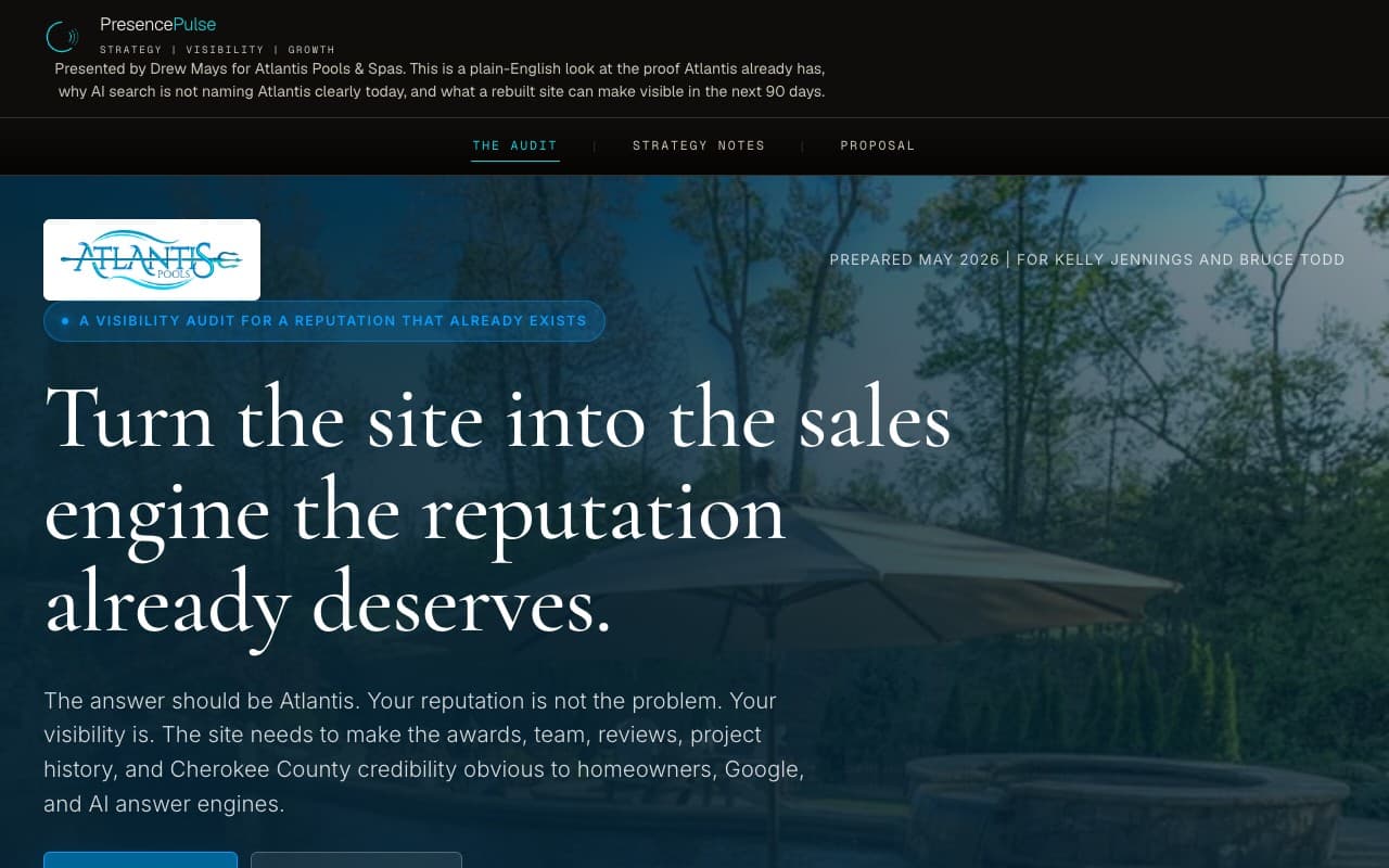 Atlantis Pools & Spas website